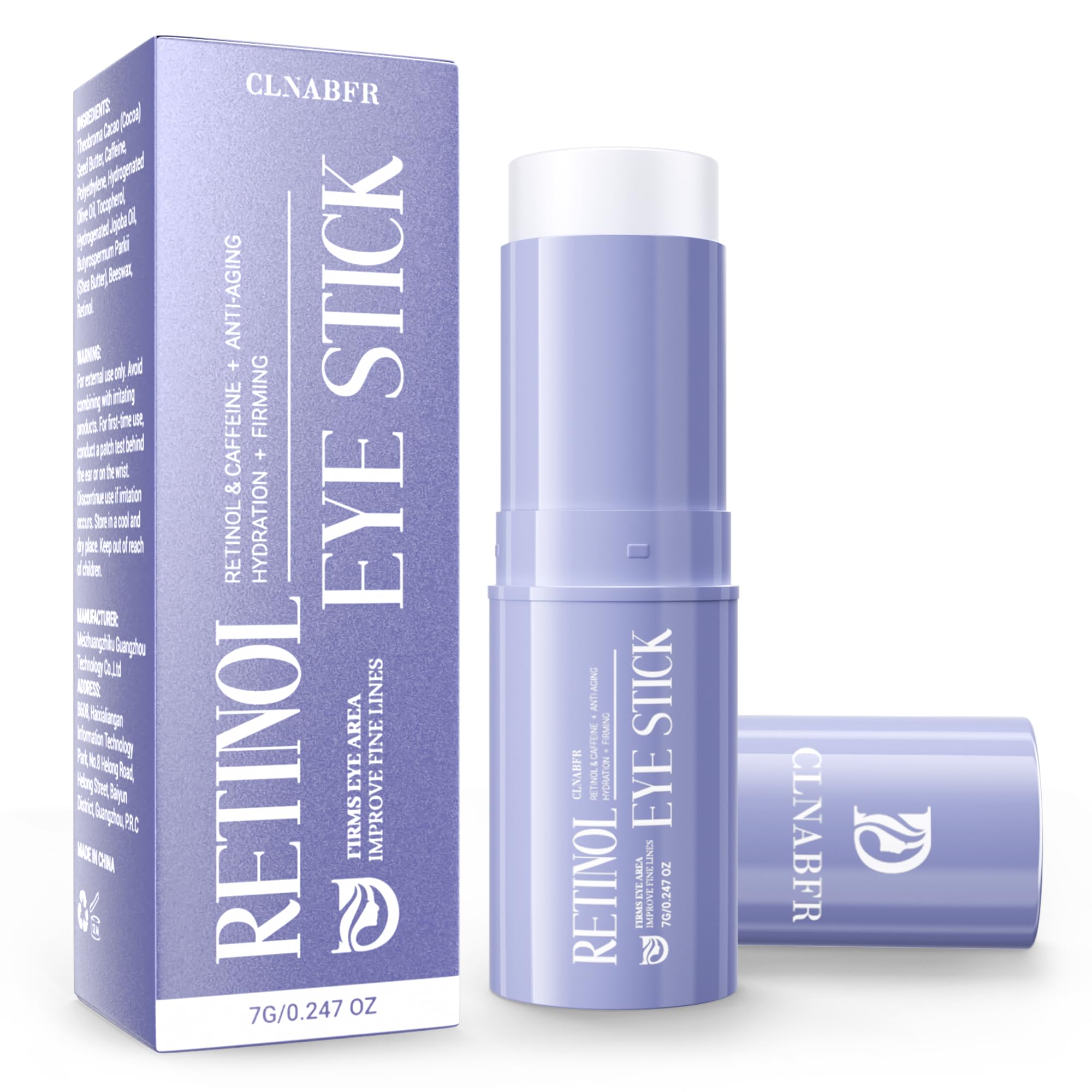 CLNABFR Retinol Eye Balm Stick packaging close-up for on-the-go hydration