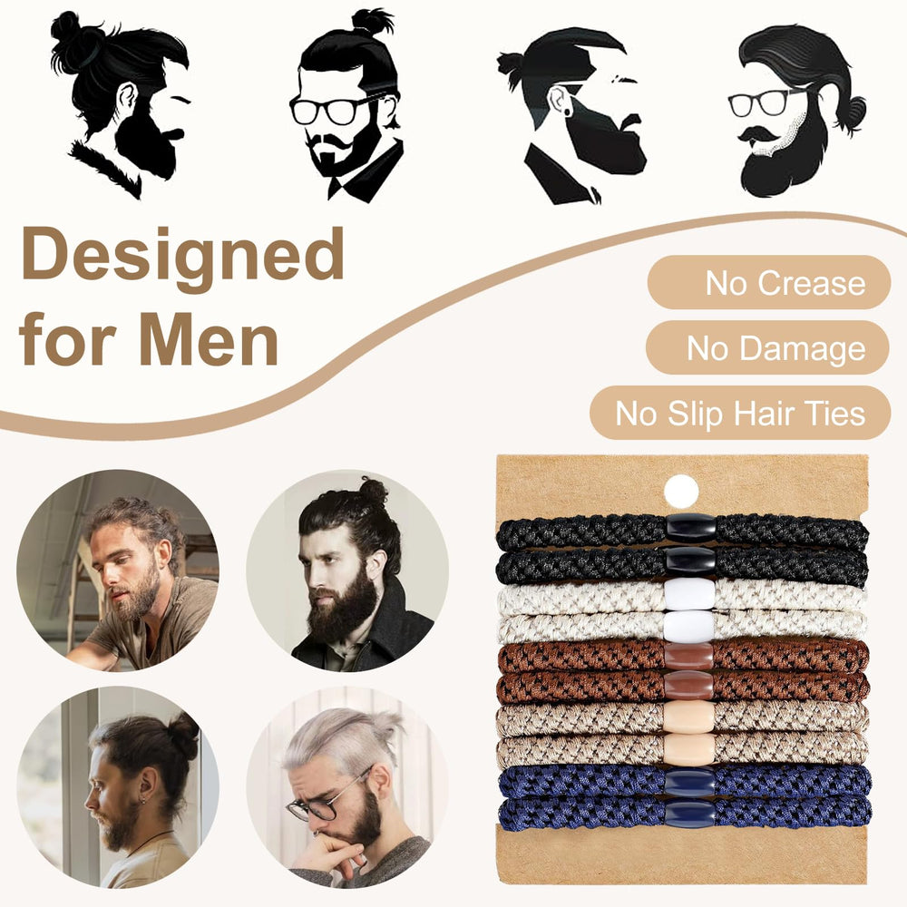 Clofiak hair ties for men show multi-style versatility for ponytails, buns, and casual wear.