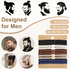 Clofiak hair ties for men show multi-style versatility for ponytails, buns, and casual wear.