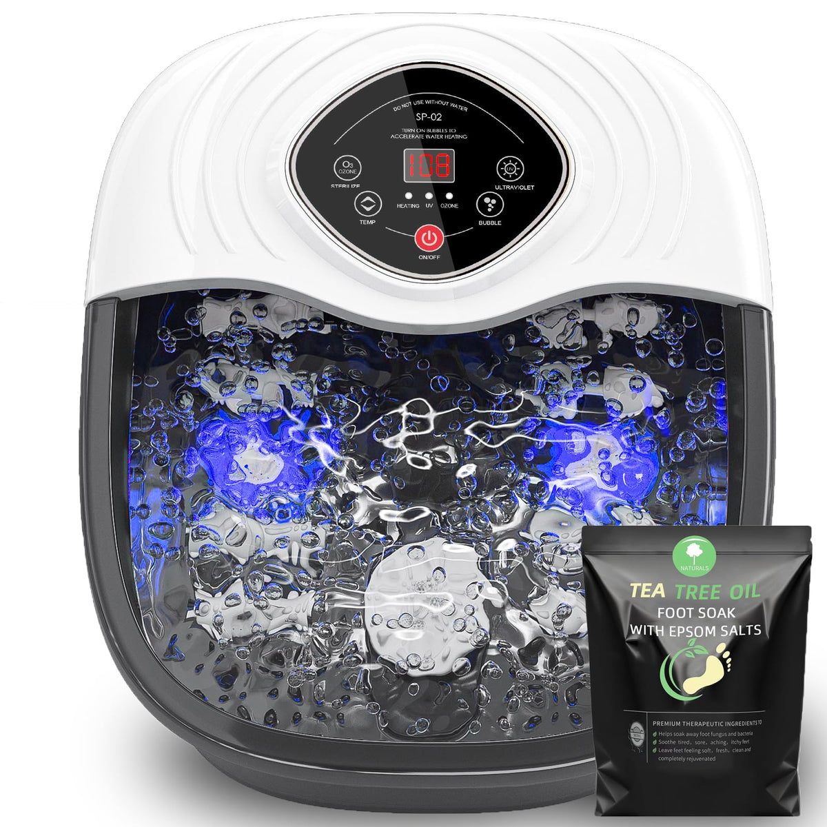 Closewave foot spa massager with heat control delivers a soothing, warm soak.