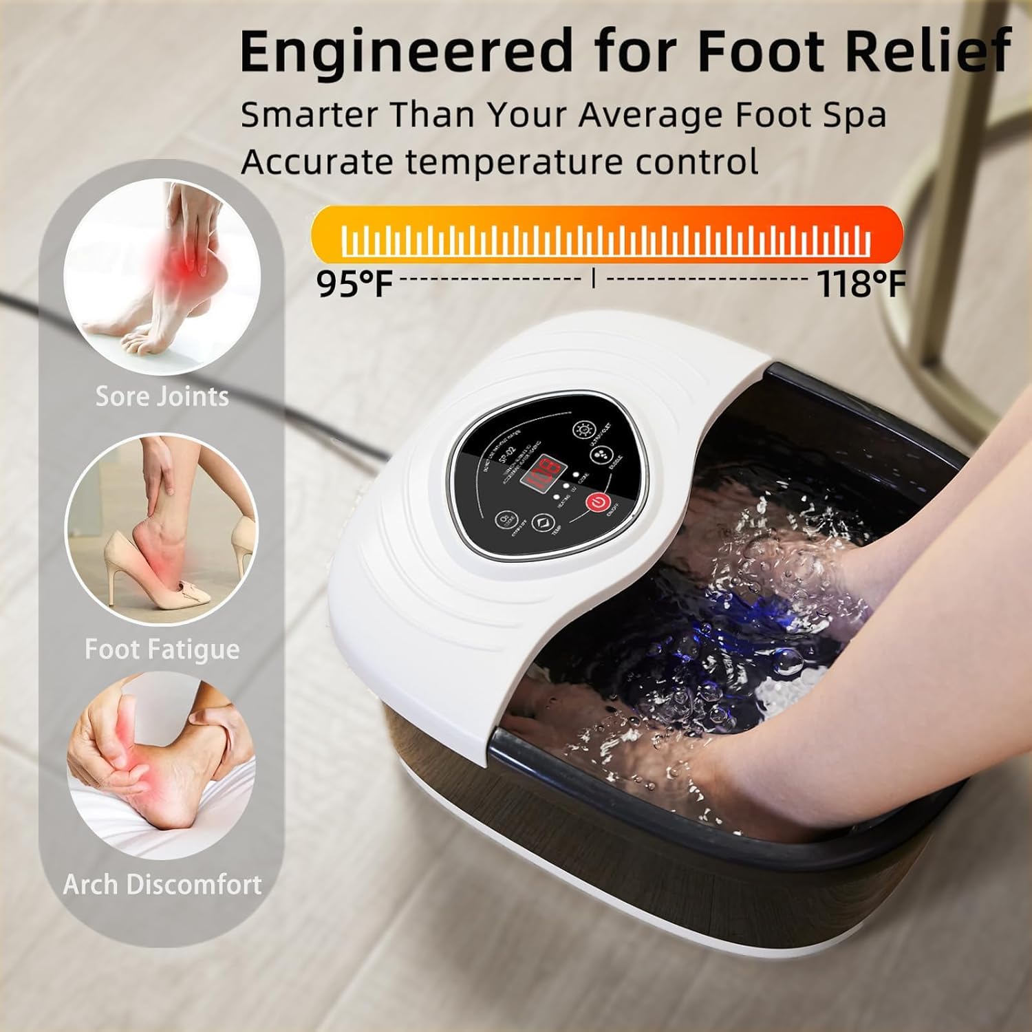 Closewave foot spa massager offers ozone bubbles for relaxing foot bliss.