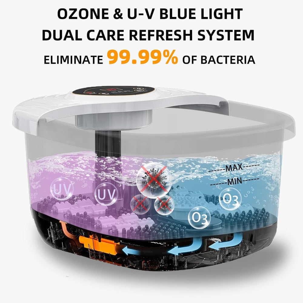 Closewave foot spa massager with UV cleaning highlights water refresh features.
