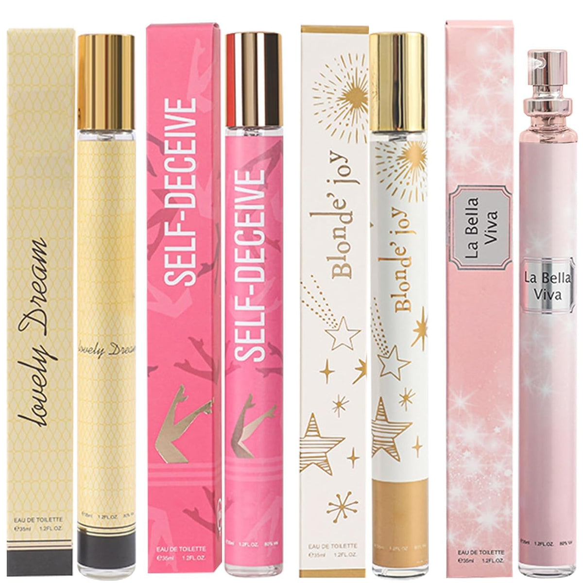 CLOTHES OF SKIN four-pack perfume bottles for everyday wear; long-lasting scent