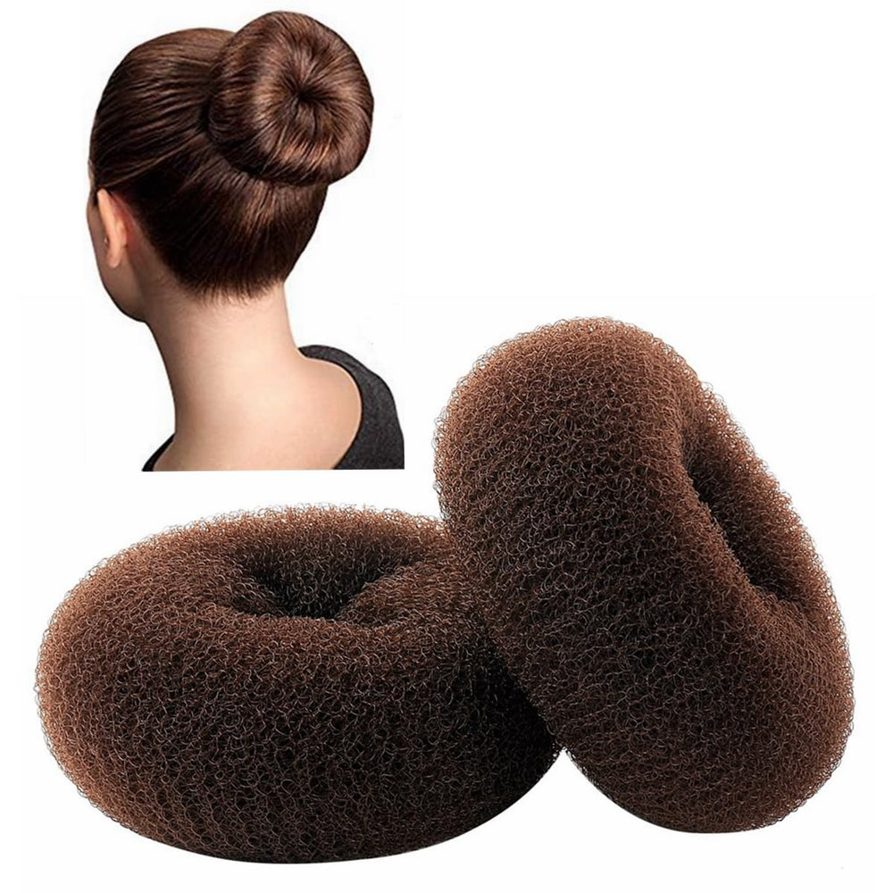 ClothoBeauty extra-large bun donut brown front view for thick long hair styling