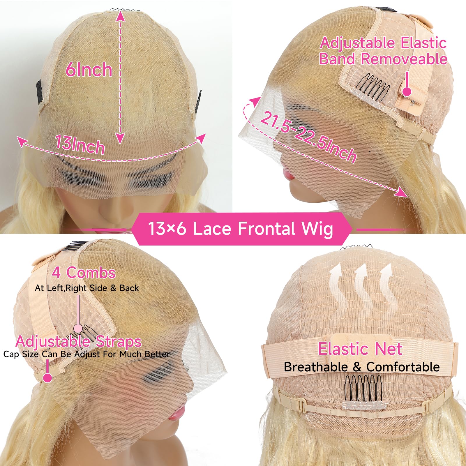 Cloudeer 22.5 inch cap with 4 combs and adjustable straps
