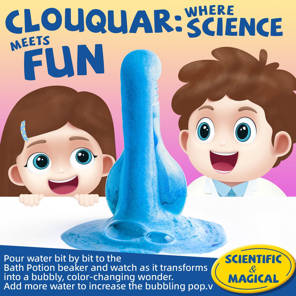 CLOUQUAR easy-to-use beaker method adds water for ongoing bubbly fun.