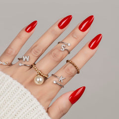 CloudTrip 30Pcs Almond Press On Nails warm red packaging for easy at-home manicures