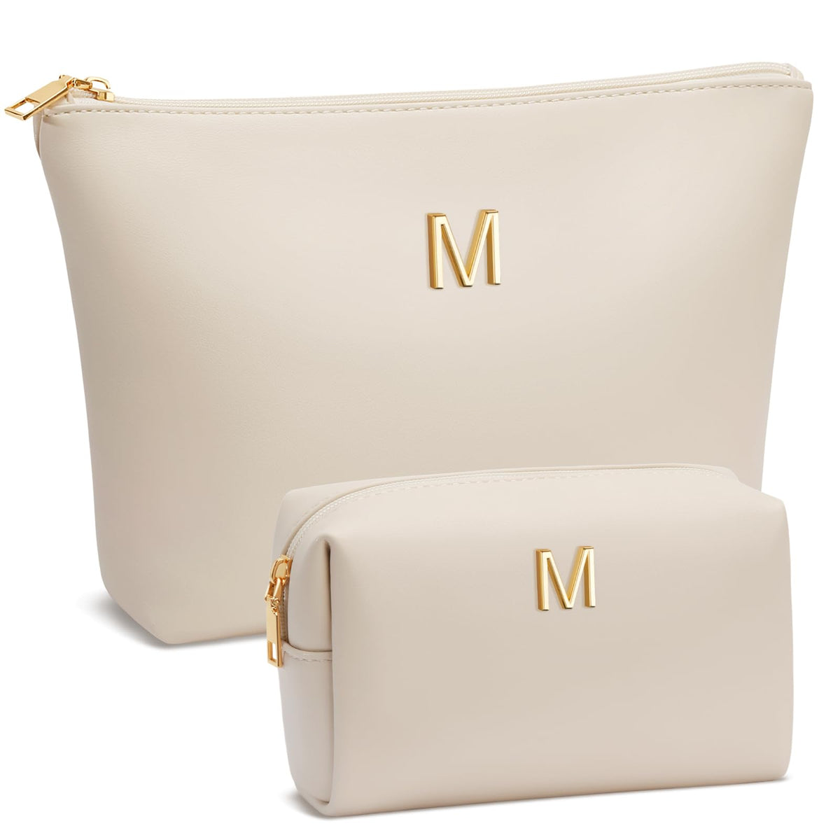 CloudWINGS initial makeup bag beige with monogram for a personalized gift.
