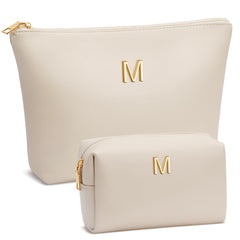 CloudWINGS initial makeup bag beige with monogram for a personalized gift.
