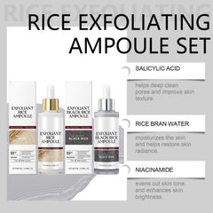 clould fitness rice exfoliating ampoule set bottle back highlighting hydration with hyaluronic acid