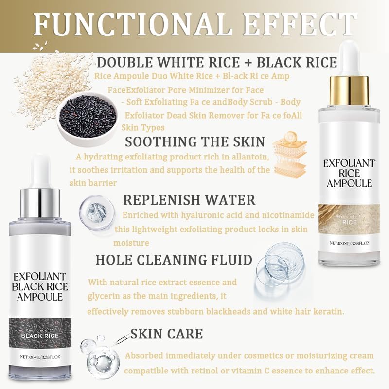 clould fitness rice exfoliating ampoule set serum close-up showing hydration and glow