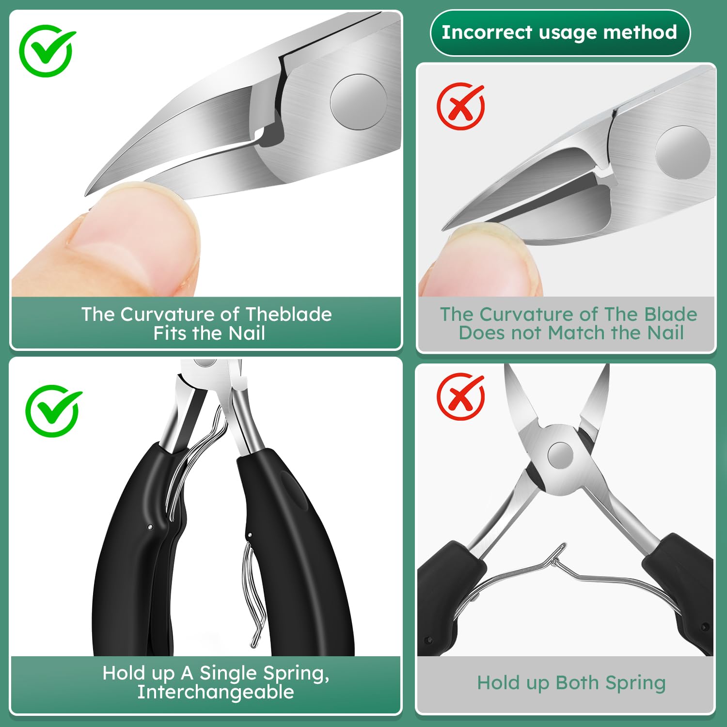 CLPPNA 45-degree slanted nail clipper trims ingrown nails accurately.