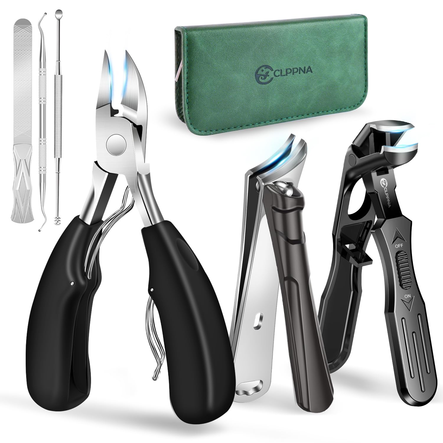 CLPPNA large podiatrist toenail clippers for thick nails with ergonomic grip, smooth trimming.
