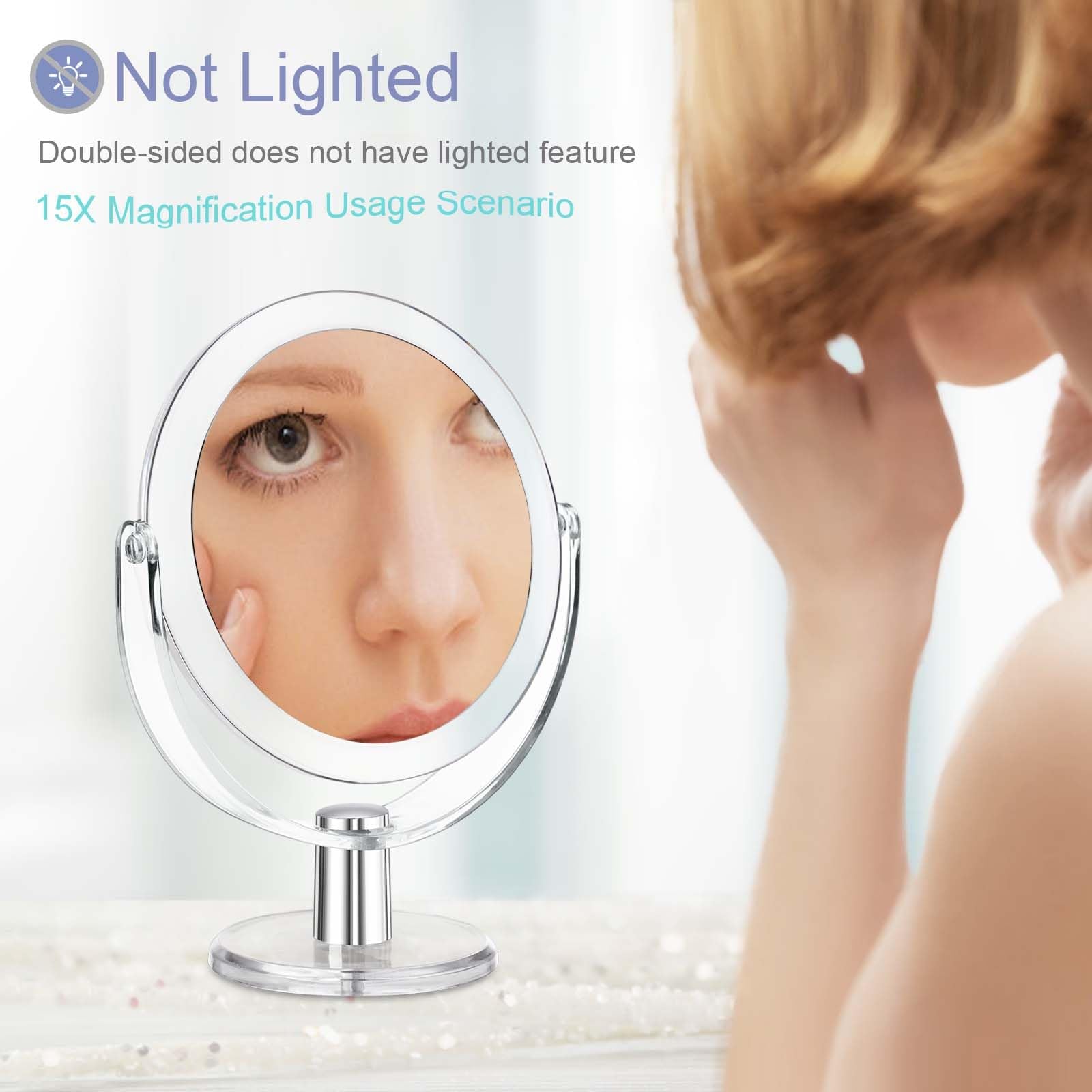 CLSEVXY makeup mirror helps with eyebrow tweezing and mascara application.