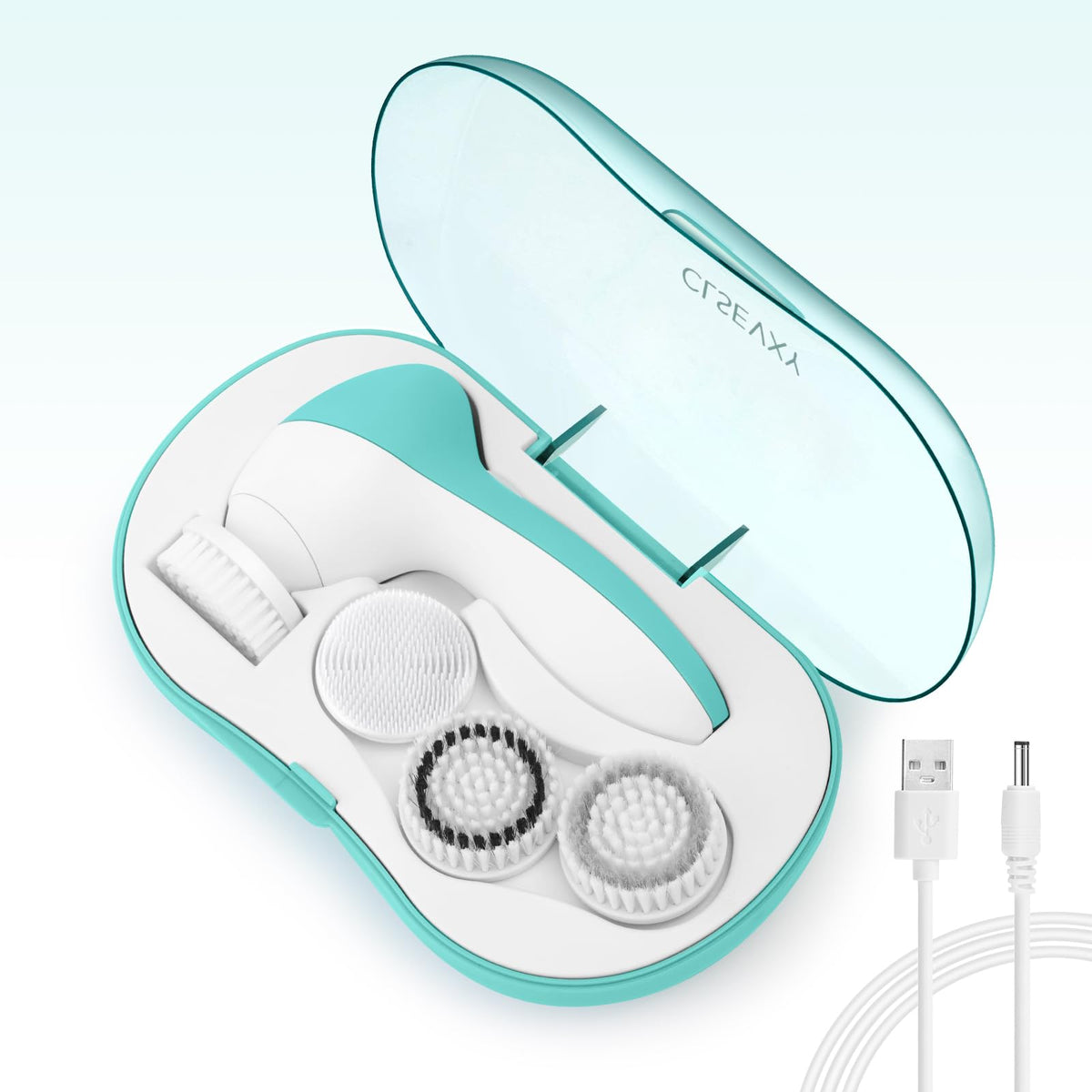 CLSEVXY rechargeable facial cleansing spin brush with complete system for daily cleansing.