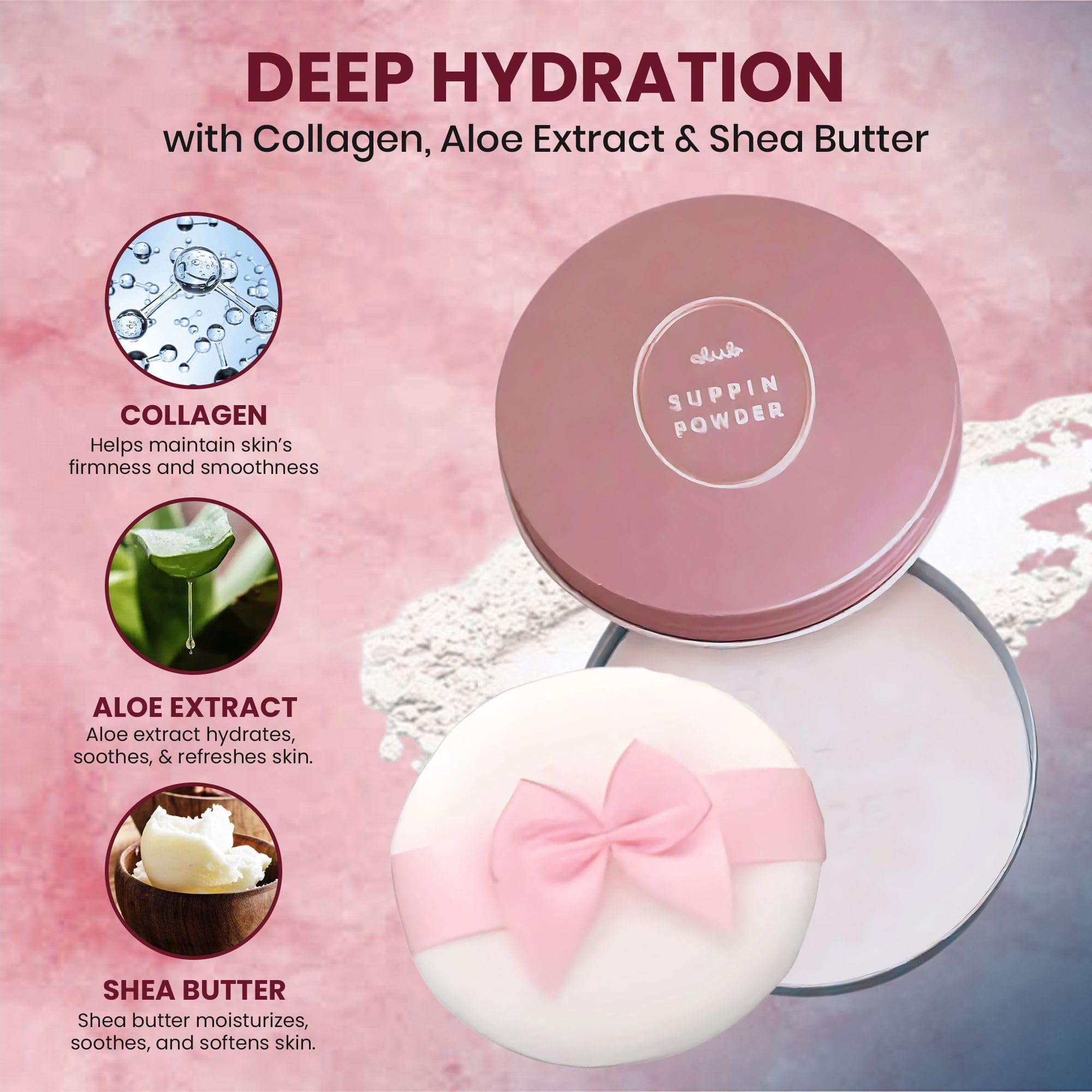 Club Suppin vitamin C and E-infused powder adds moisture for refreshed skin.