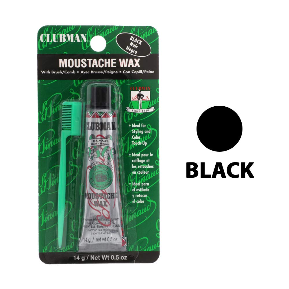 Clubman moustache wax hang pack application-demo showing quick hold and reshape.