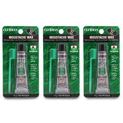 Clubman moustache wax hang pack black tube front for portable styling on the go.