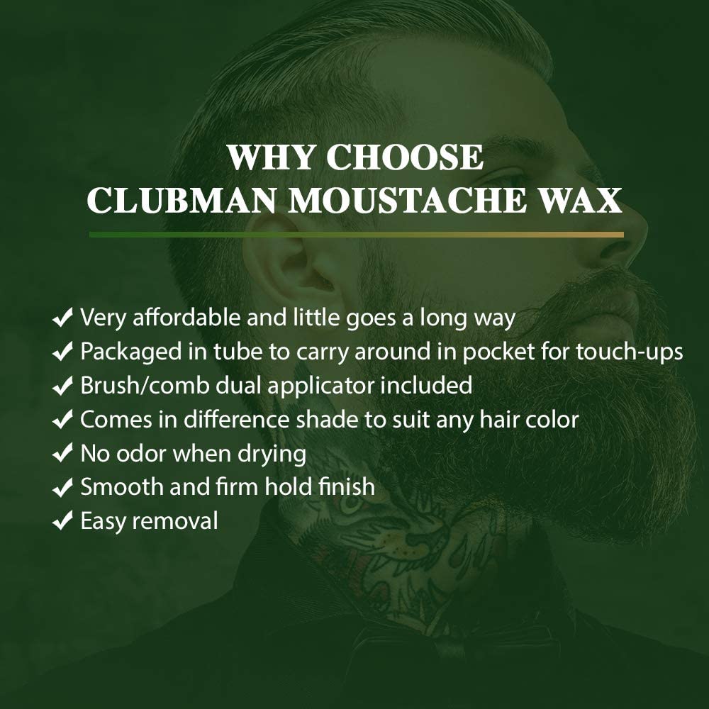 Clubman moustache wax neutral 14g moustache styling close-up for shaping