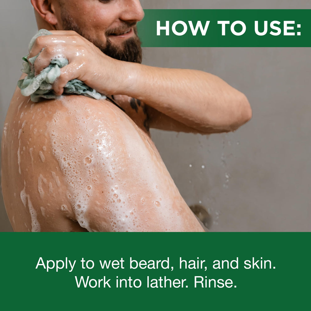Clubman Pinaud Beard and Body Wash beard detail showcases conditioning for coarse facial hair.