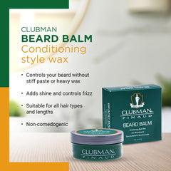Clubman Pinaud Beard Balm brushed through beard for shine and control