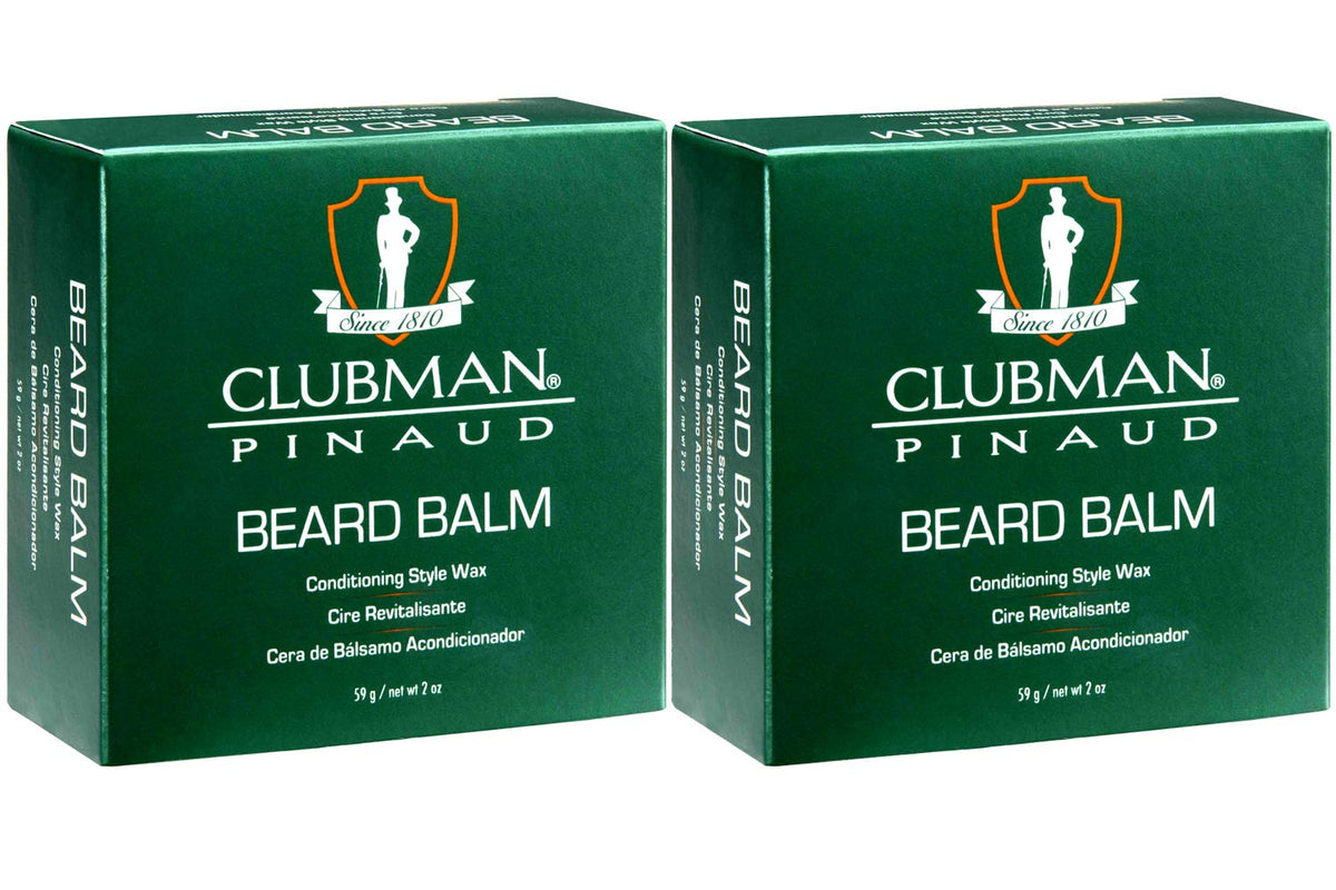 Clubman Pinaud Beard Balm jar close-up demonstrates natural formula for nourished beard