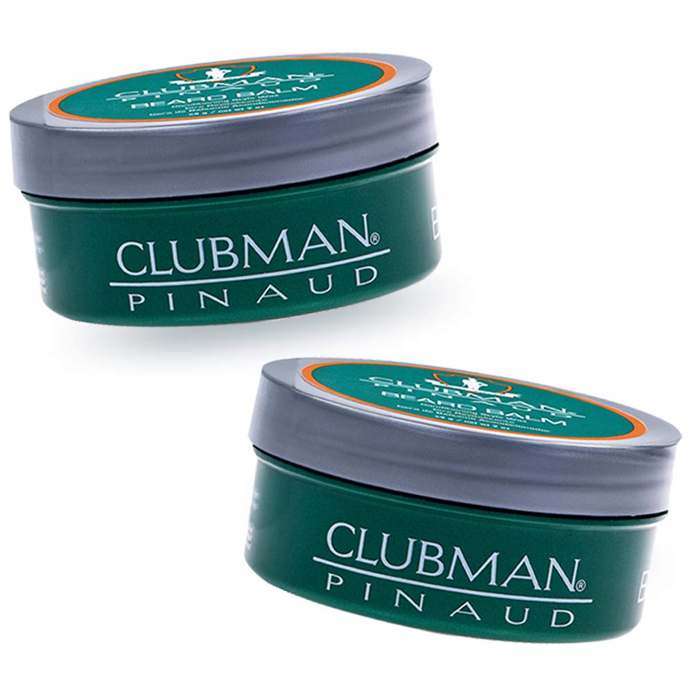 Clubman Pinaud Beard Balm natural ingredients label highlights beeswax and coconut oil