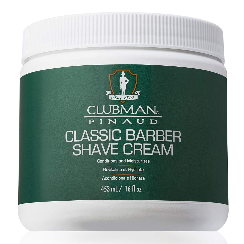 Clubman Pinaud Classic Barber Shave Cream bottle ready for a smooth, hydrated shave.