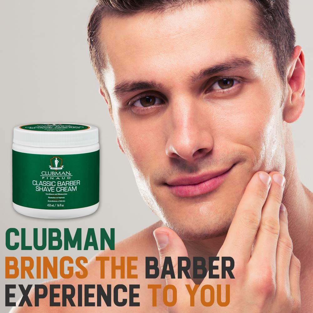 Creamy lather shown with Clubman Pinaud Classic Barber Shave Cream for precise glide.