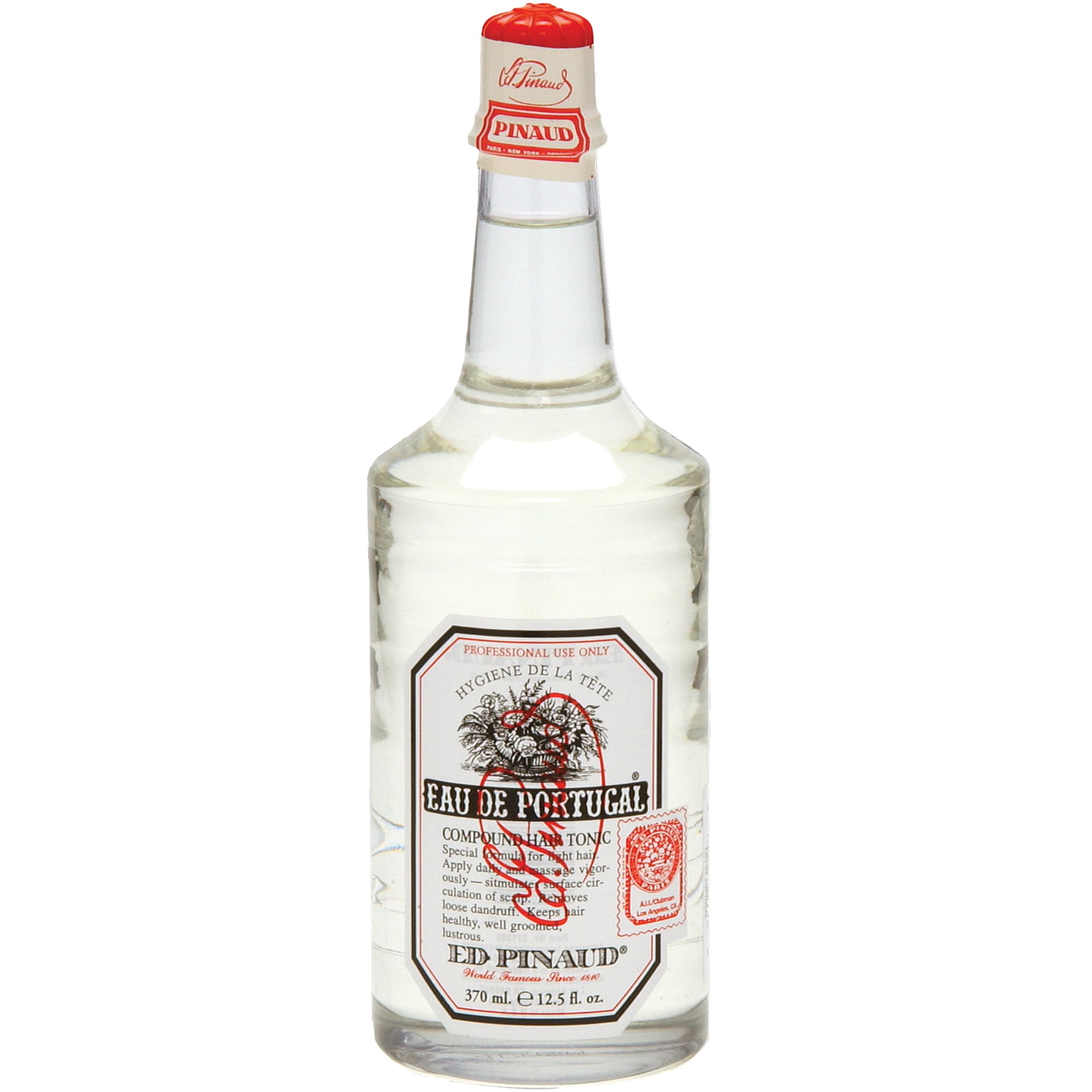 Clubman Pinaud Eau de Portugal bottle closeup, classic grooming aroma for timeless style.