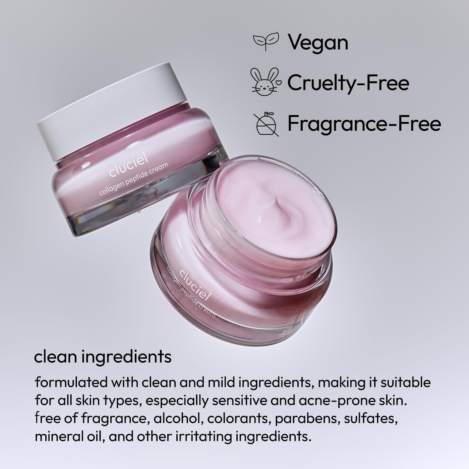 cluciel Collagen Peptide Cream AM PM use suggests lightweight daily layering