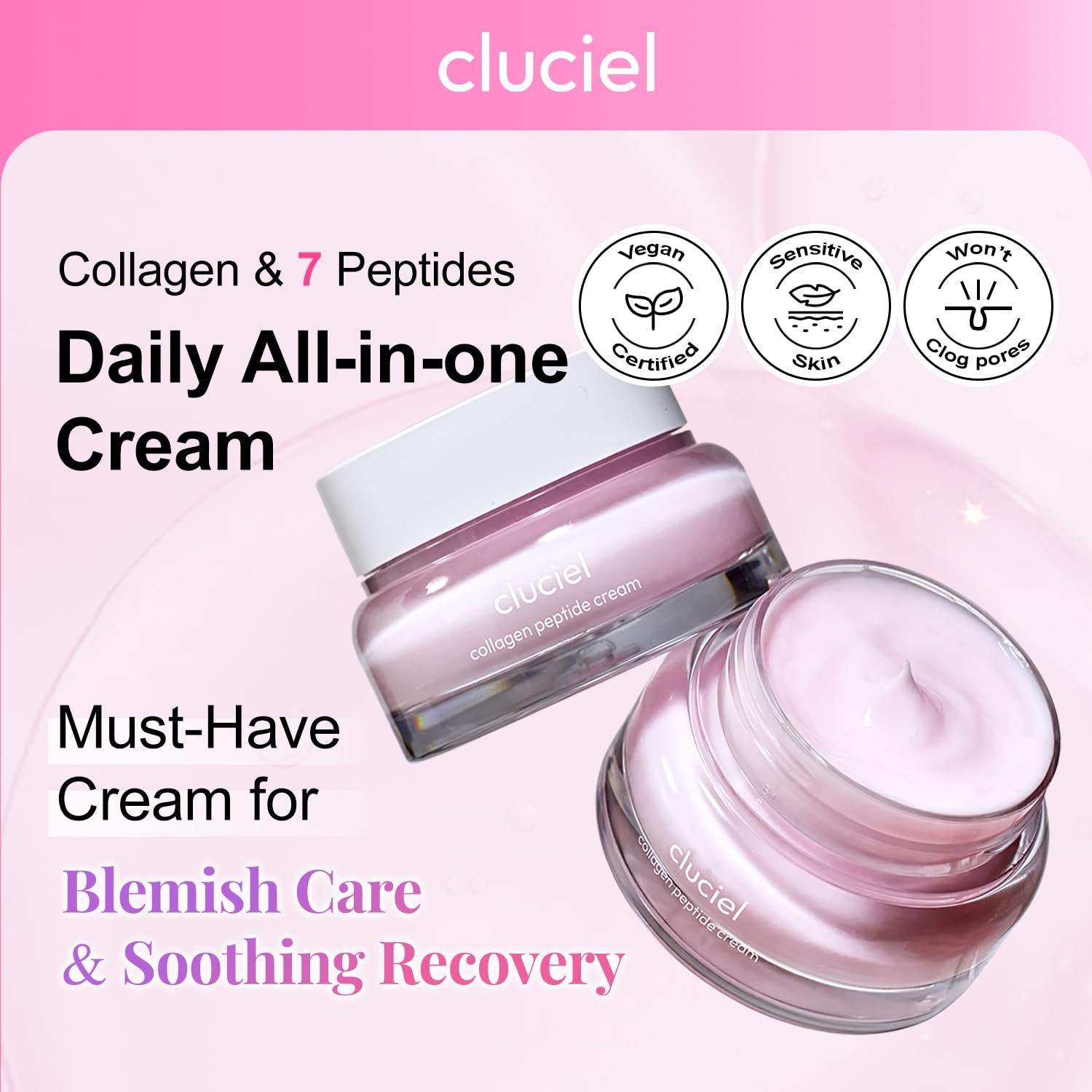 cluciel Collagen Peptide Cream application demonstrates easy AM PM layering