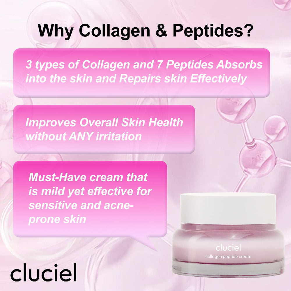 cluciel Collagen Peptide Cream promotes an even-looking skin tone with gentle hydration