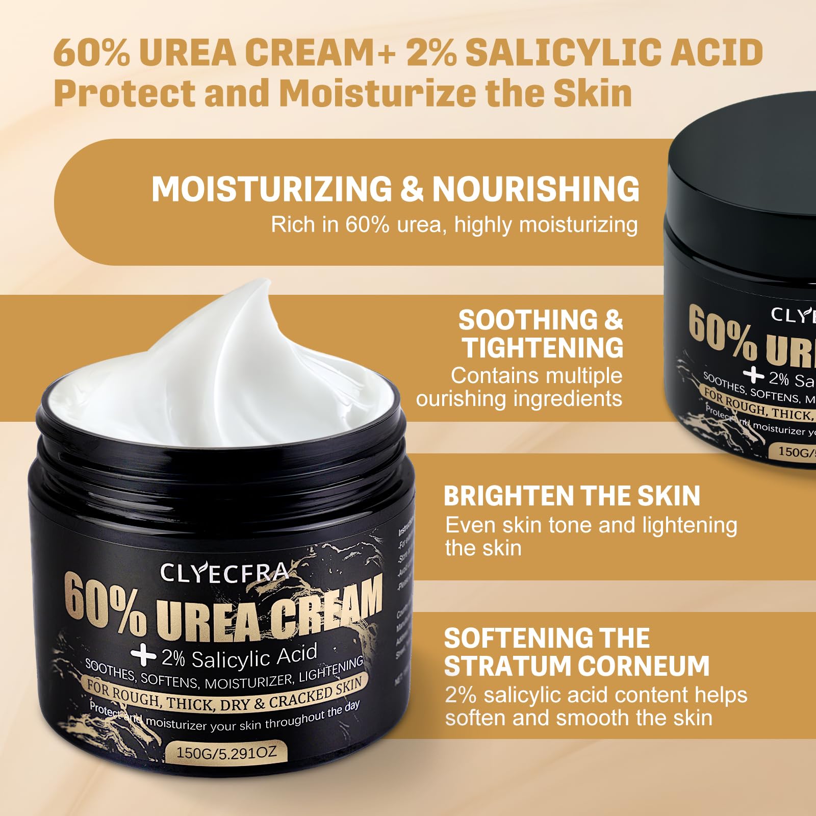 Clyecfra Urea-Salicylic Cream texture demonstrates quick-absorption hydration