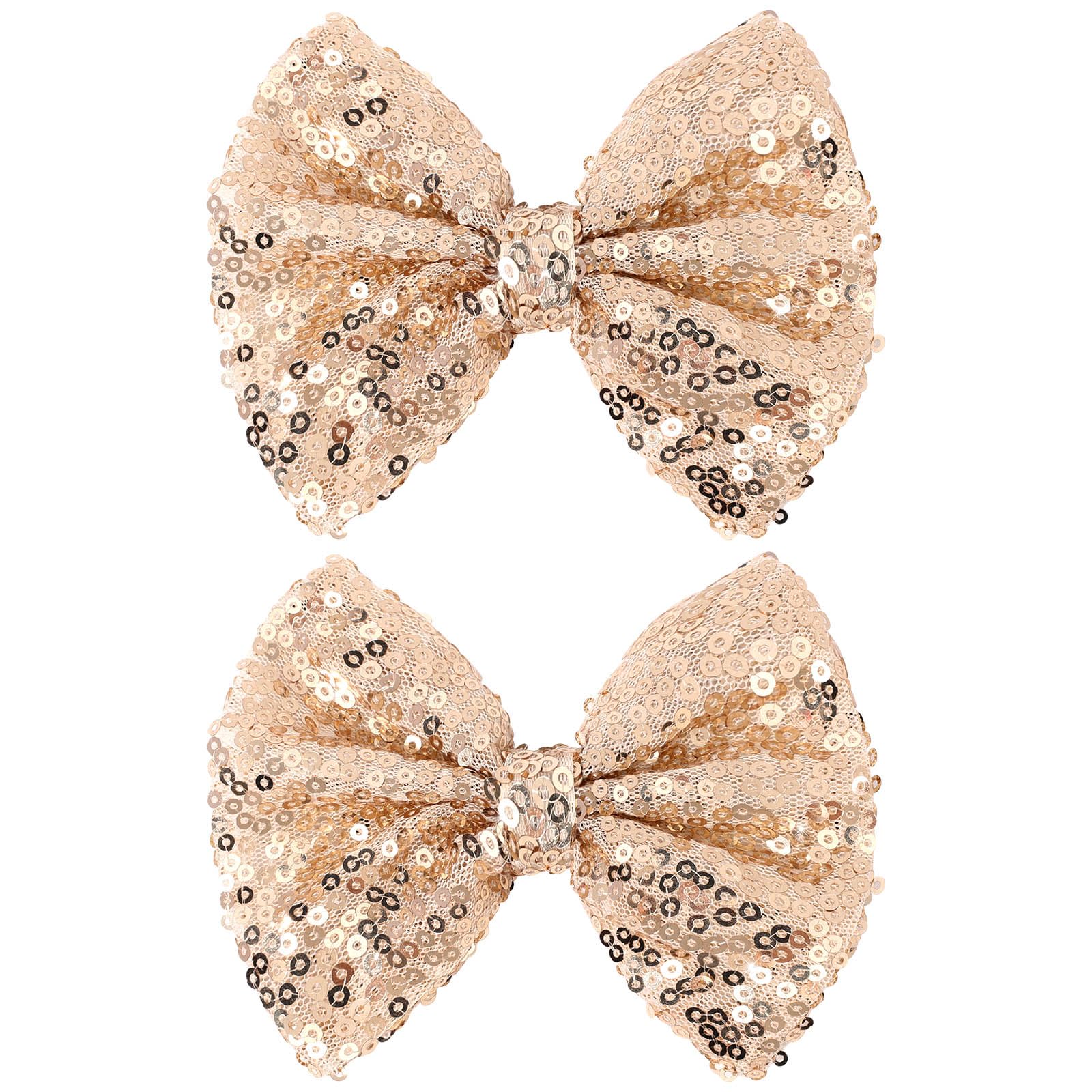 CN 5 Inch Gold Glitter Hair Bow with Alligator Clip adds wedding-ready sparkle.