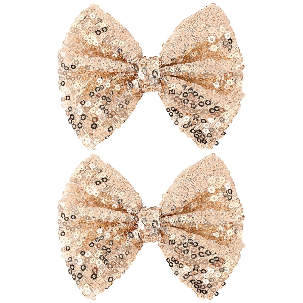 CN 5 Inch Gold Glitter Hair Bow with Alligator Clip adds wedding-ready sparkle.