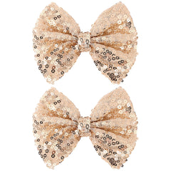 CN 5 Inch Gold Glitter Hair Bow with Alligator Clip adds wedding-ready sparkle.