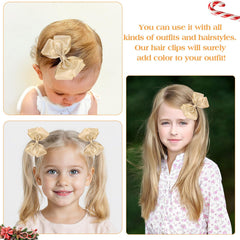 CN gold glitter hair bow clip measures 4.5 inches for versatile outfits