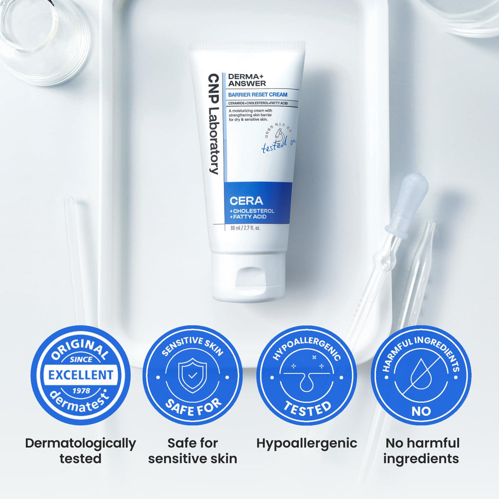 CNP Barrier Reset Cream packaging open showing texture and lid