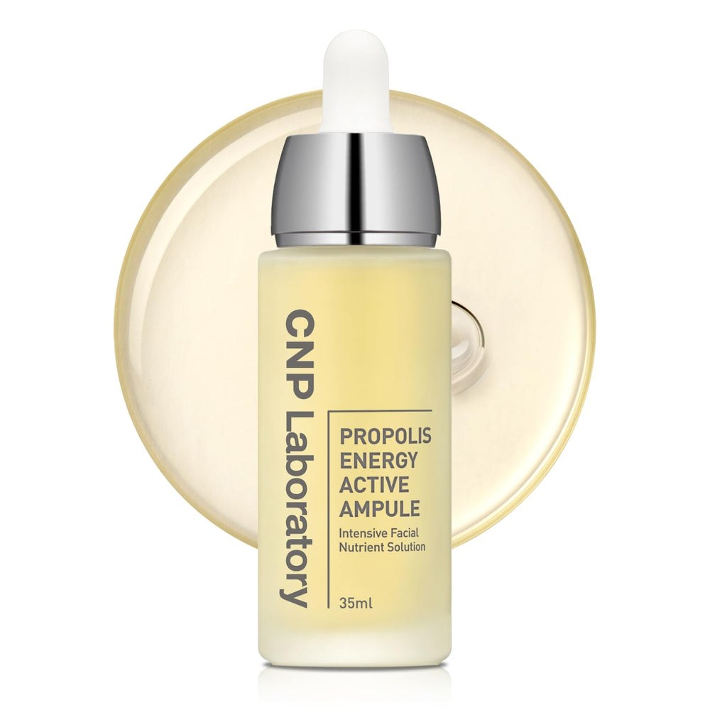 CNP Honey Glow Serum bottle close-up showing hydration-ready glow for sensitive skin.