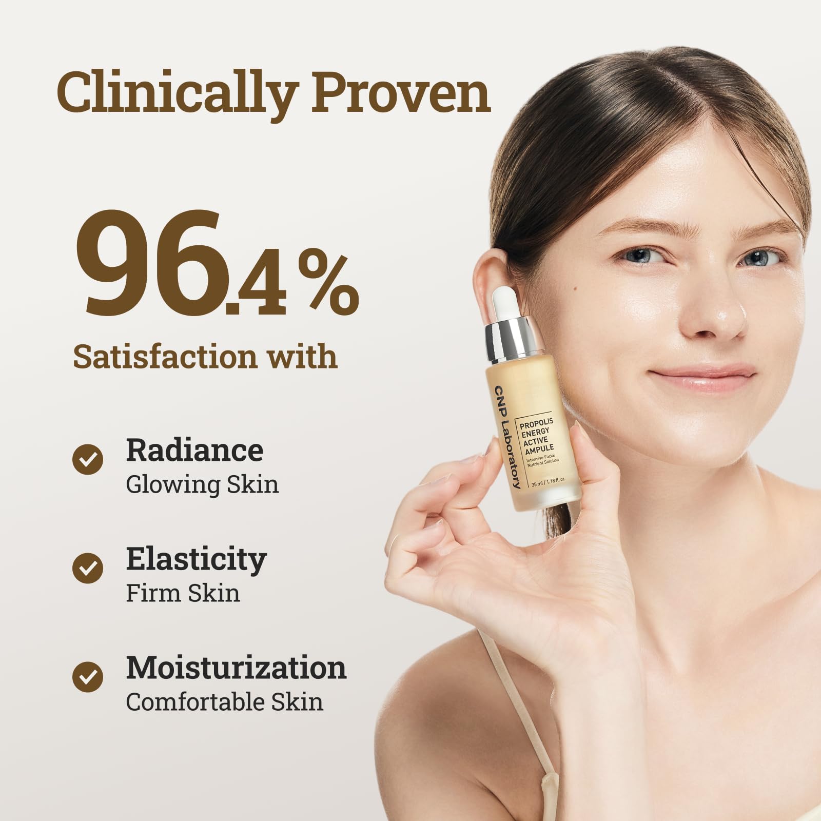 CNP Honey Glow Serum texture swirl demonstrates non-sticky, absorbent finish.