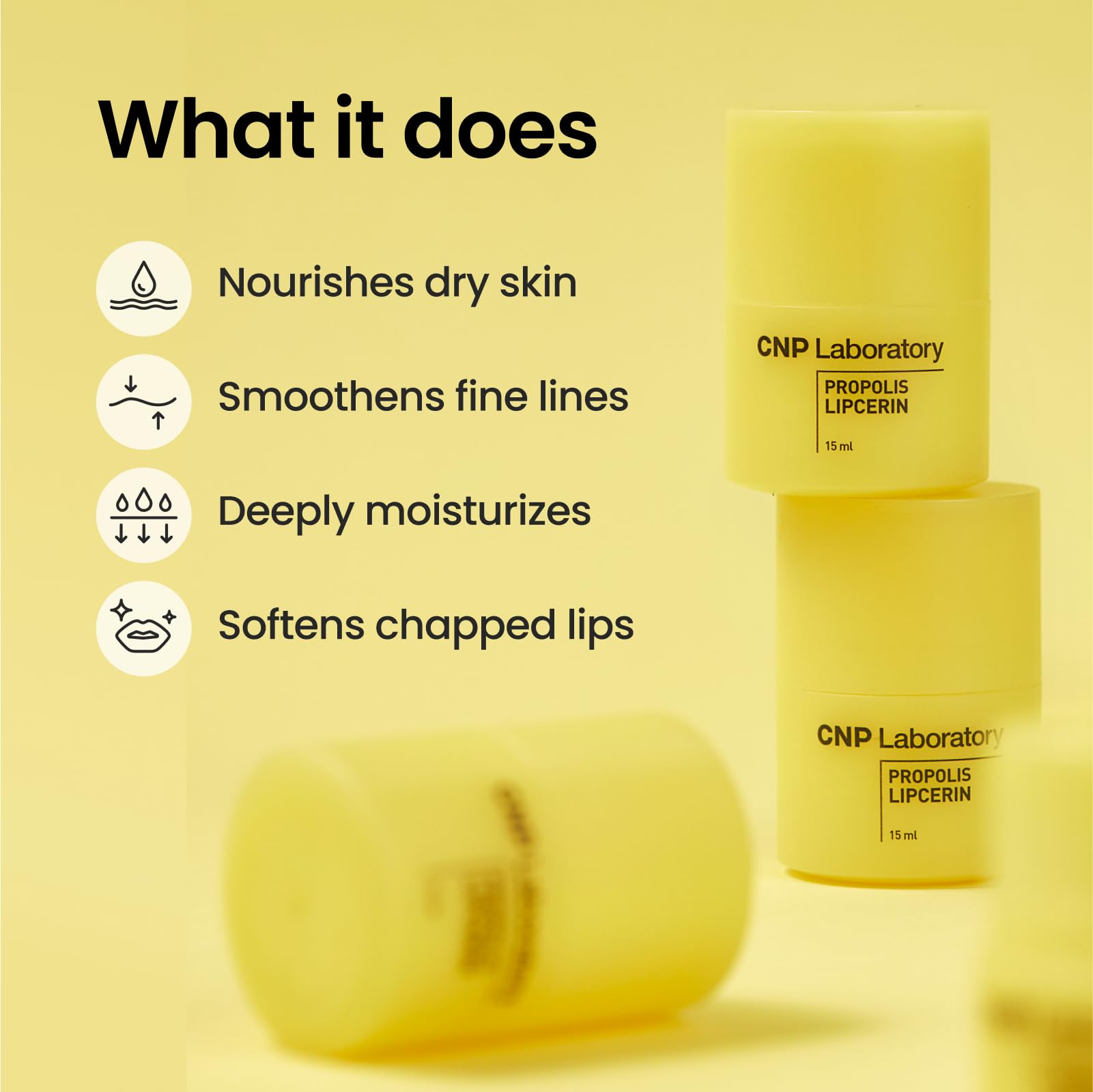 CNP Honey Lip Butter with propolis and Manuka honey for rich moisturization.