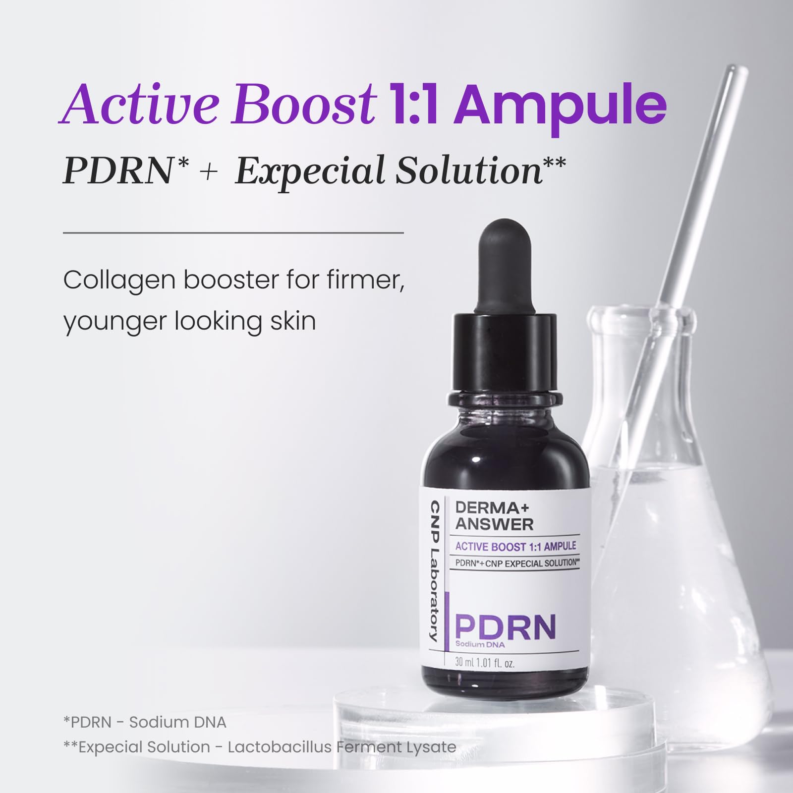 CNP PDRN Active Boost Serum texture swirl suggests rich lightweight hydration
