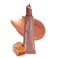 CNP Propolis Jelly Lipcerin 03 caramel pudding gloss on lips with hydrating shine