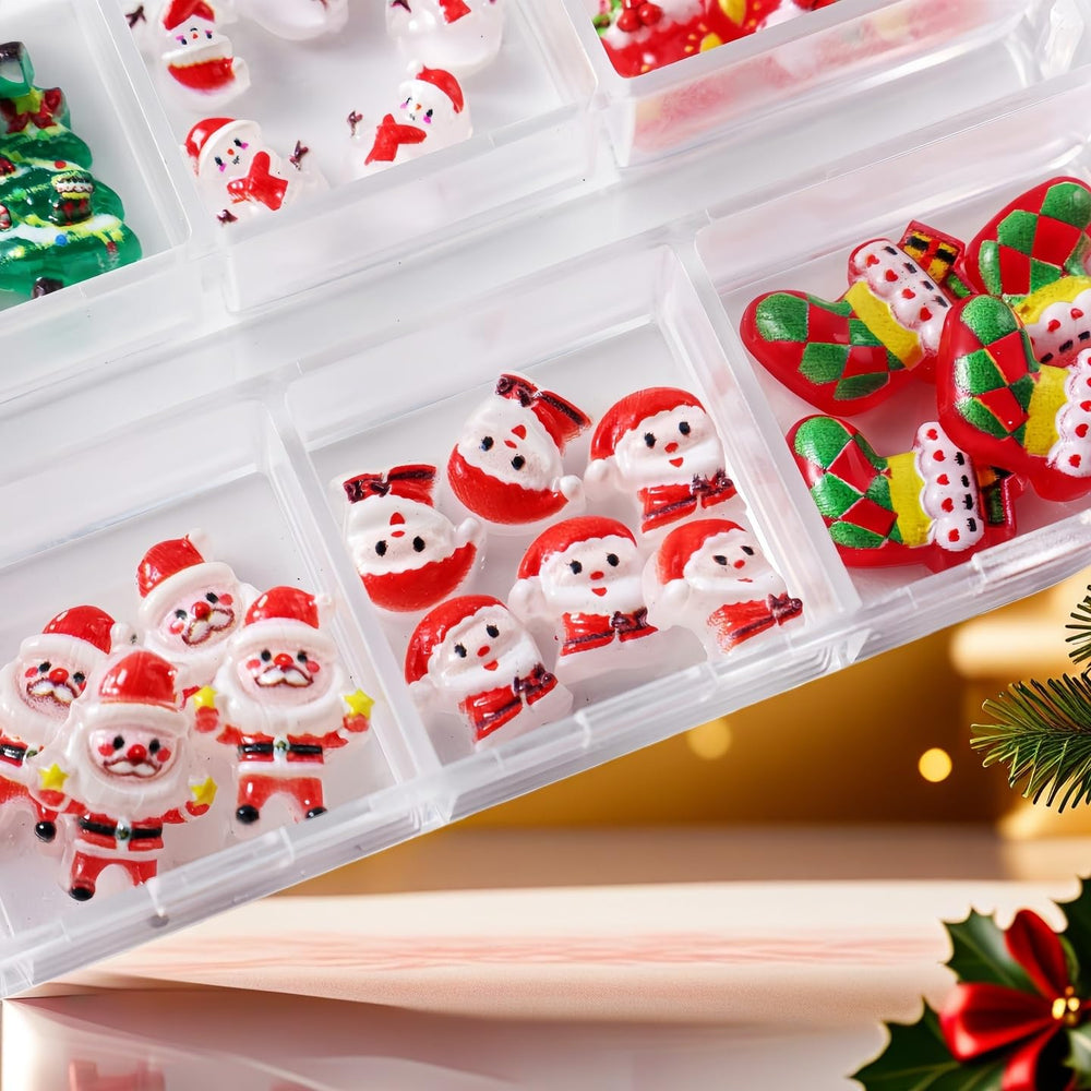 CnSybaris bells and beads nail gems enhance glittery holiday nails