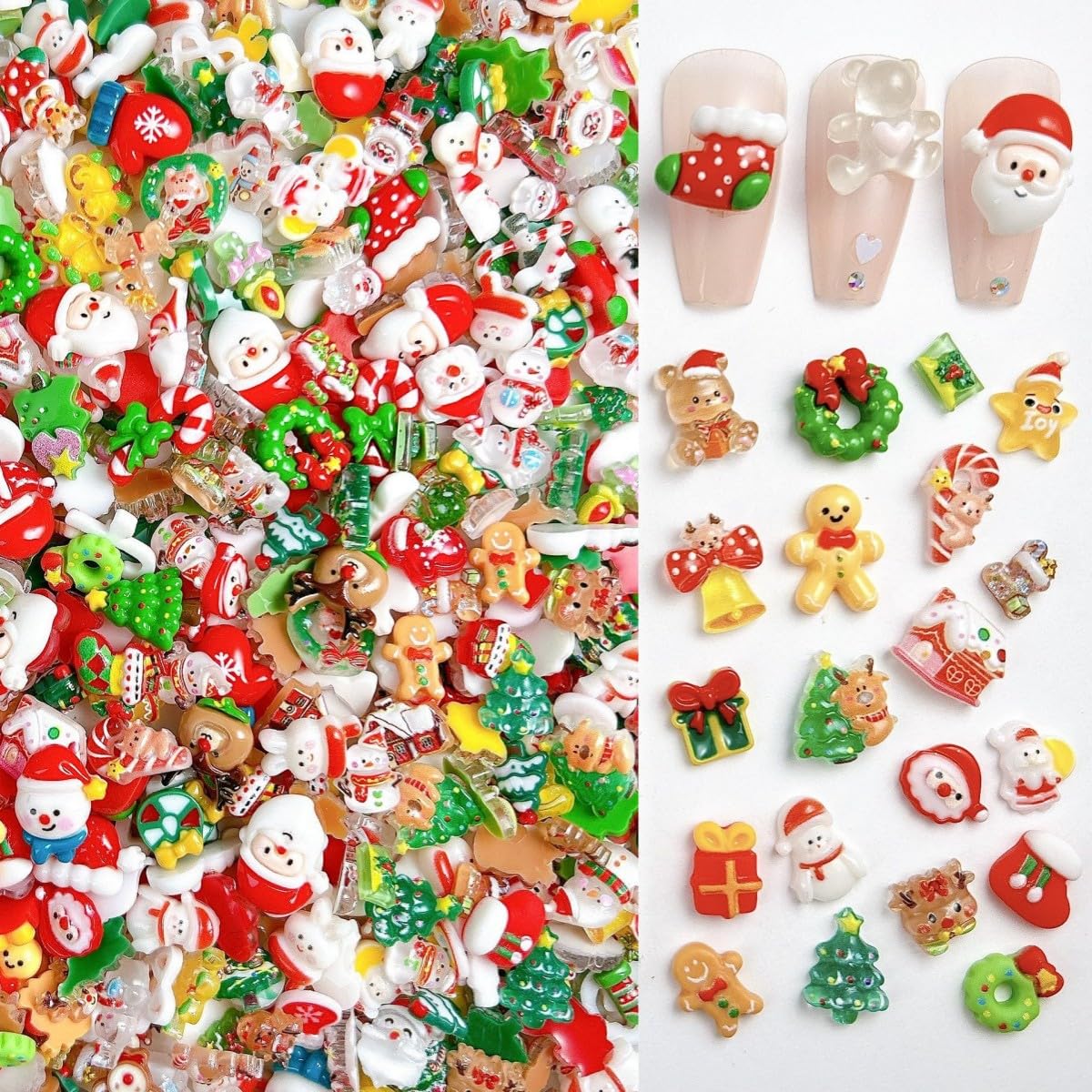 CnSybaris Christmas bells nail charms 3D resin for festive accents.
