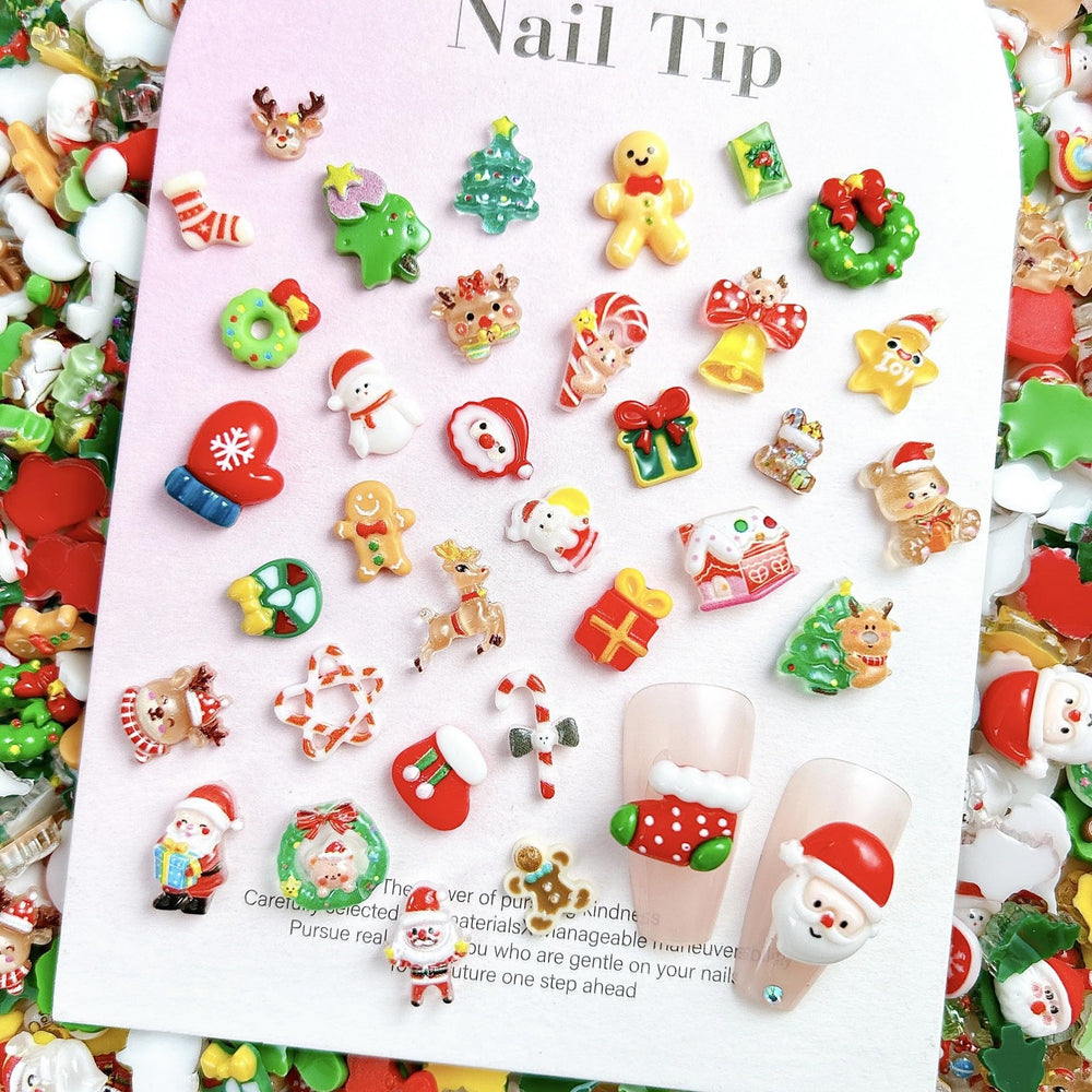 CnSybaris Gingerbread-man nail charms 3D resin add playful holiday flair.