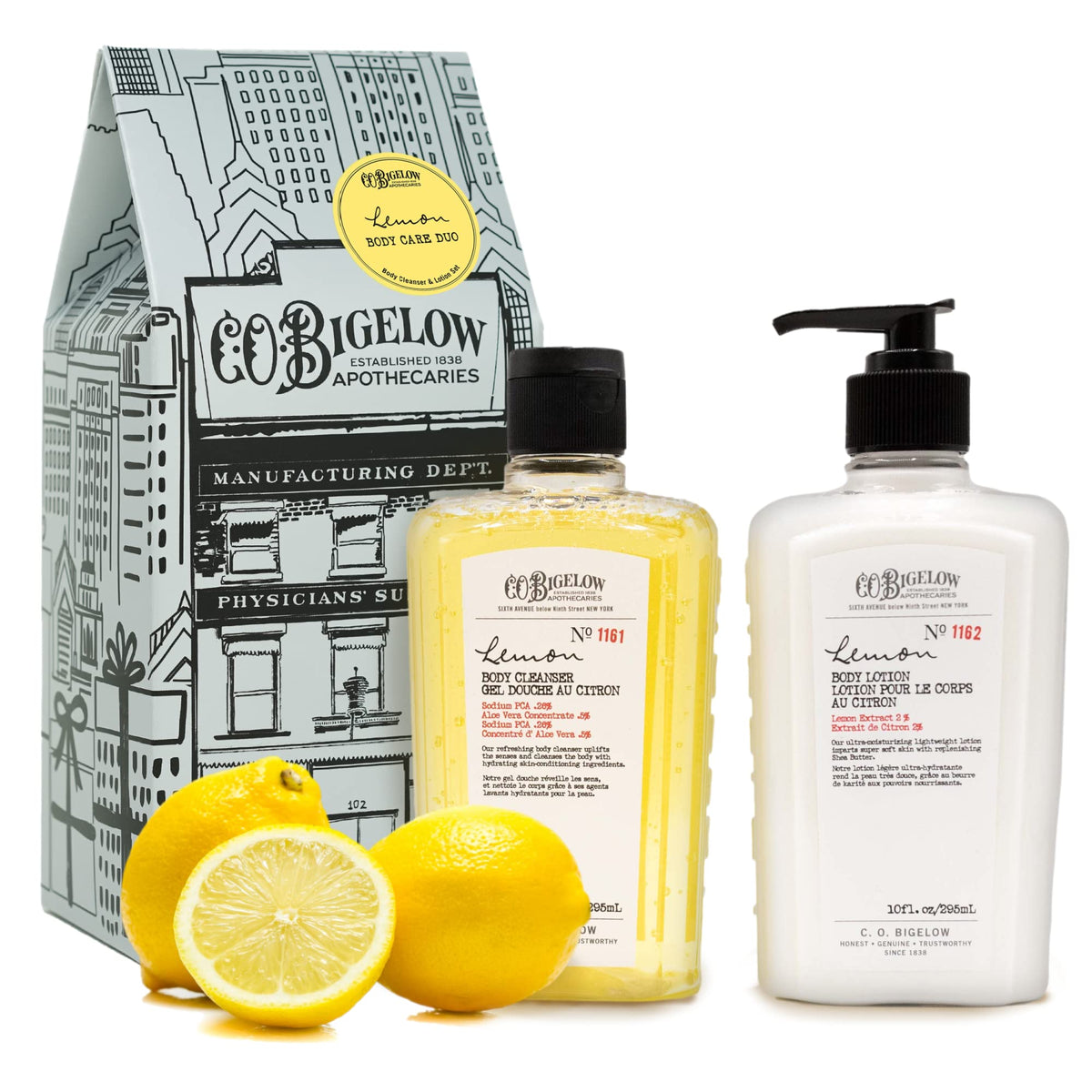 C.O. Bigelow Apothecary Box front shows gift-ready packaging and bright lemon scent.
