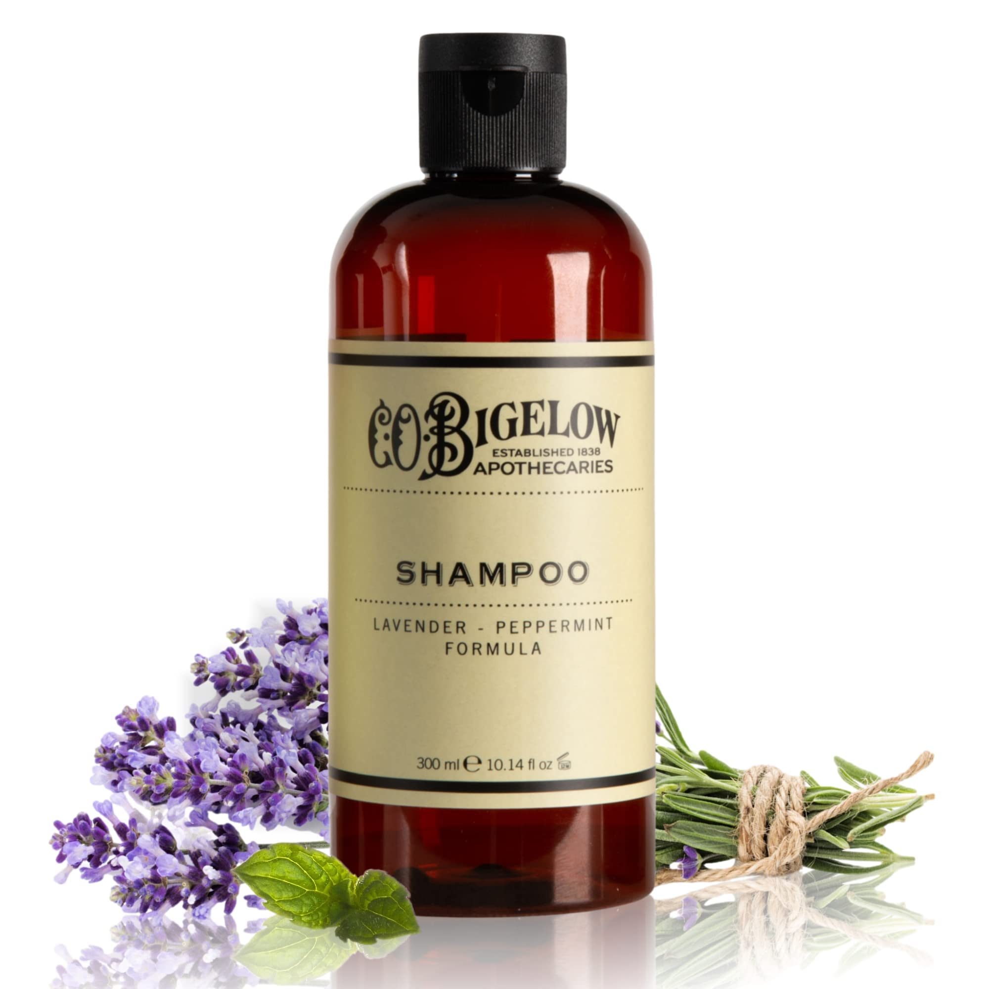 C.O. Bigelow Lavender Peppermint Shampoo bottle for daily refresh and gentle cleanse.