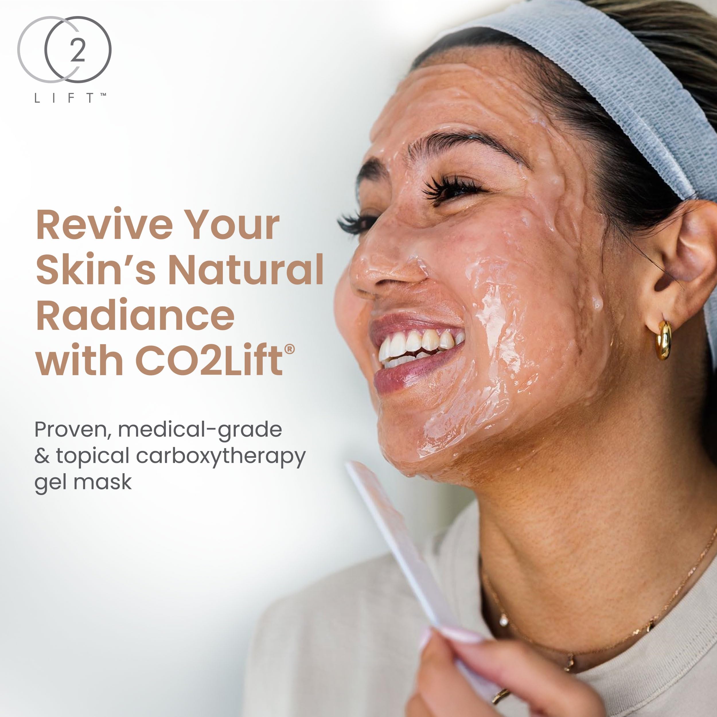 CO2Lift Carboxy Gel Mask application on face demonstrates at-home rejuvenation potential